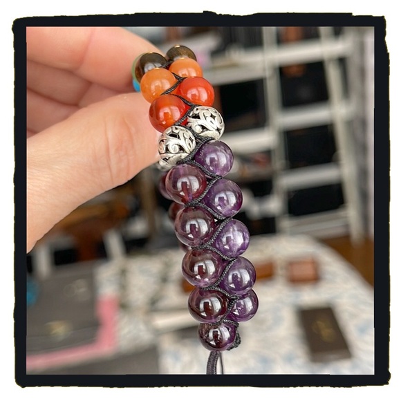 💕Beautiful Chakra Macrame Bracelet Adjustable Real Gemstones💕 - Picture 4 of 6